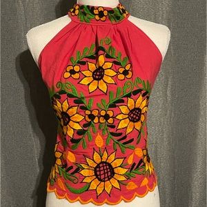 Mexican Embroidered Halter Top 🌻